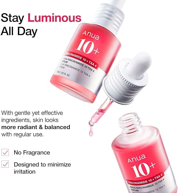 Anua Niacinamide 10 + TXA 4 Serum, Dark Spot Care, Hyaluronic Acid, Tranexamic Acid, Lightweight & Hydrating All-in-One Daily Facial Serum for Glass Skin, Korean Skincare, 1.01 fl.oz - Image 4