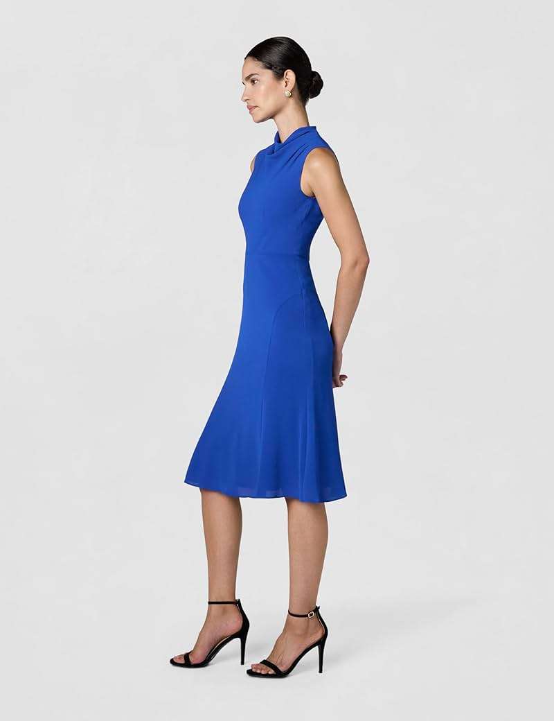 Maggy London Women's Sleeveless Cowl Neck Dress with Fluted Skirt Office Workwear - Image 6