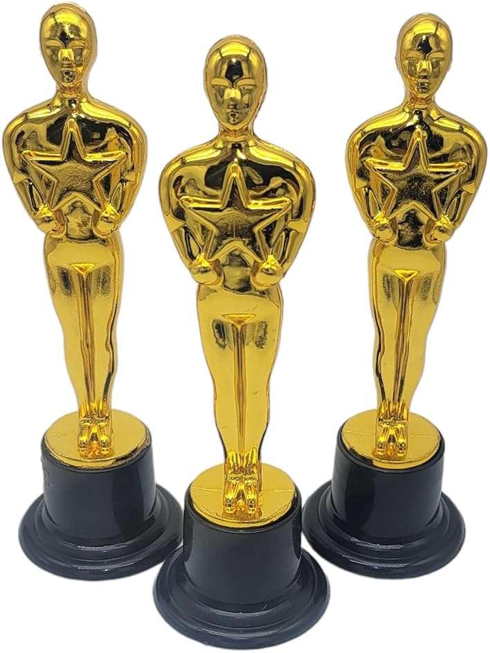 Zugar Land Gold Award Trophies (6 Inches) Bulk Golden Plastic Statues. Standing Man Movie Award Holding a Large Star Trophy for Movie Sport Ceremony Birthday Prize - Image 3