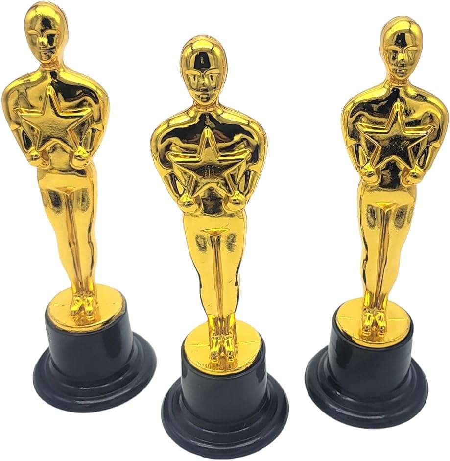 Zugar Land Gold Award Trophies (6 Inches) Bulk Golden Plastic Statues. Standing Man Movie Award Holding a Large Star Trophy for Movie Sport Ceremony Birthday Prize - Image 6