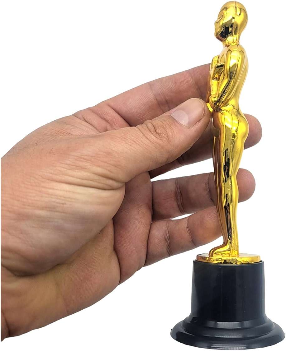 Zugar Land Gold Award Trophies (6 Inches) Bulk Golden Plastic Statues. Standing Man Movie Award Holding a Large Star Trophy for Movie Sport Ceremony Birthday Prize - Image 8