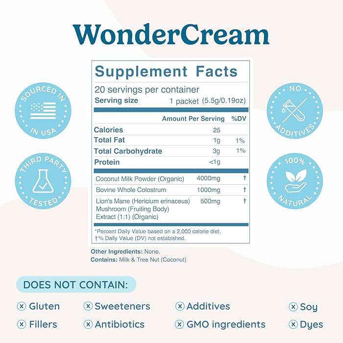 WONDERCOW Bovine Colostrum Superfood Creamer Supplement Powder w/Organic Lions Mane Mushroom & Coconut Milk Powder MCTs | Functional Sugar Free Keto Coffee, Smoothie & Drink Mix Unsweetened - Image 2