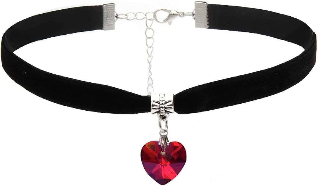 ISCASSE Black Choker Necklaces for Woman Love Heart Choker Necklace Adjustable Velvet Choker Soft Collar Chain Red Heart Necklace Halloween Cosplay Party - Image 1