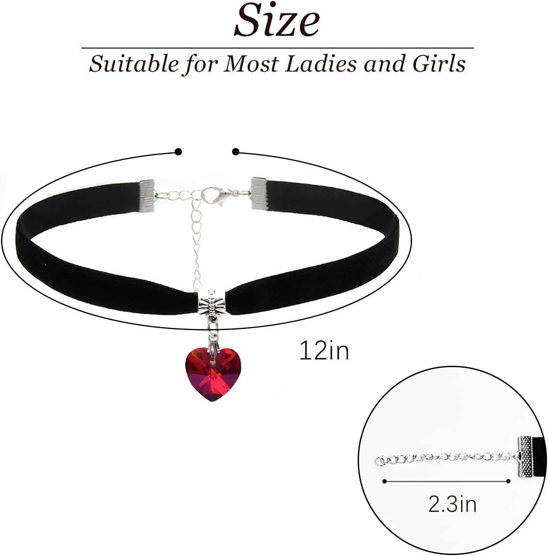 ISCASSE Black Choker Necklaces for Woman Love Heart Choker Necklace Adjustable Velvet Choker Soft Collar Chain Red Heart Necklace Halloween Cosplay Party - Image 4