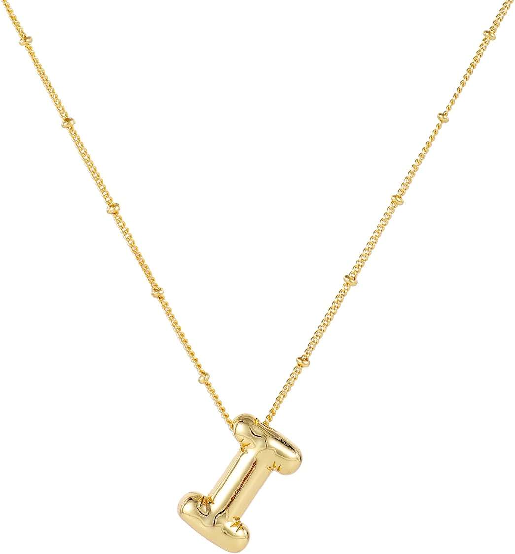 BOXOB Initial Necklace for Women, 14k Gold Plated Letter A-Z Pendant Necklace Balloon Alphabet Pendant Necklaces Personalized Birthday Gifts for Women Jewelry - Image 1