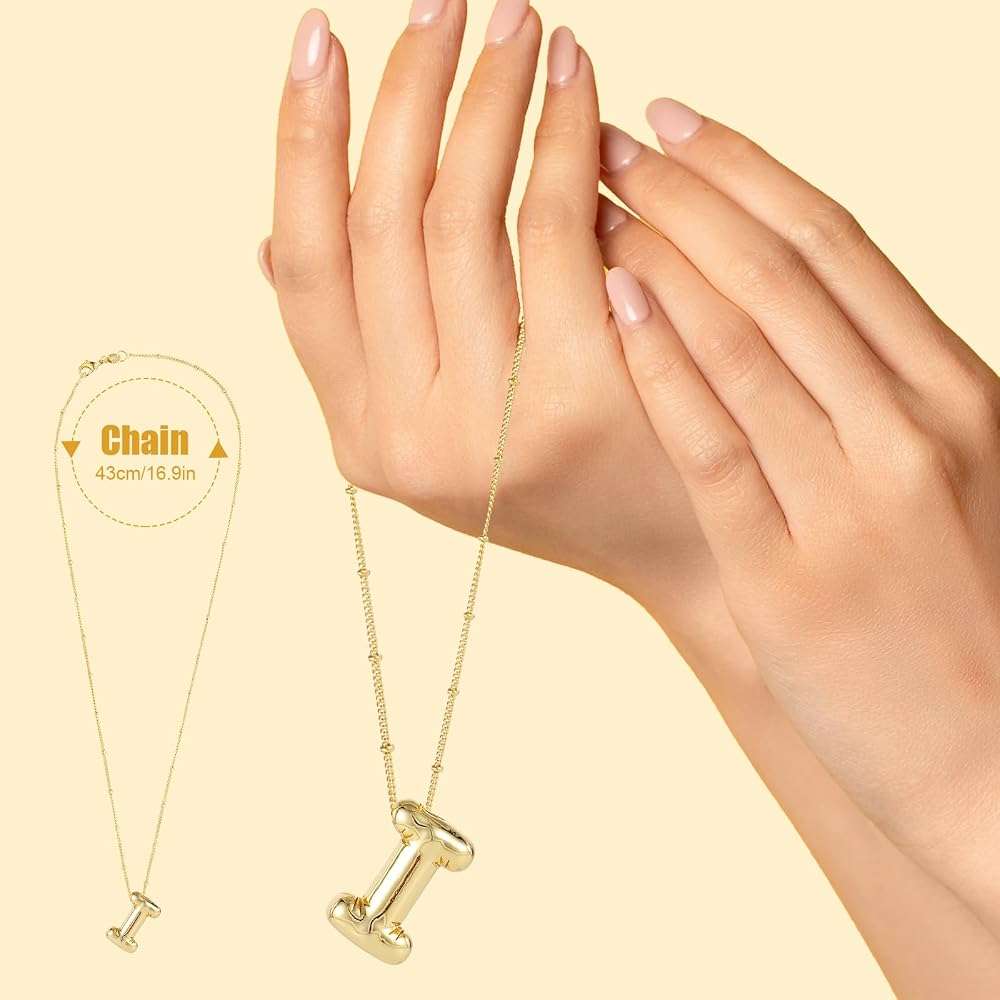 BOXOB Initial Necklace for Women, 14k Gold Plated Letter A-Z Pendant Necklace Balloon Alphabet Pendant Necklaces Personalized Birthday Gifts for Women Jewelry - Image 2