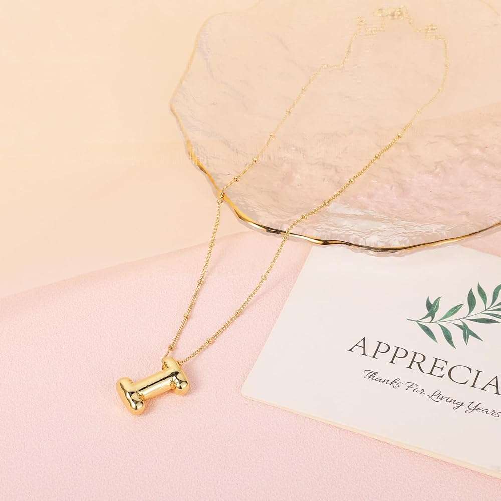 BOXOB Initial Necklace for Women, 14k Gold Plated Letter A-Z Pendant Necklace Balloon Alphabet Pendant Necklaces Personalized Birthday Gifts for Women Jewelry - Image 3