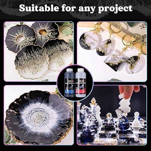 LET'S RESIN EPOXY RESIN Black Resin Epoxy,44OZ Bubble Free & High-Gloss Epoxy Kit,Self Leveling and Hardener for Art Crafts,Jewelry Making,Resin Molds - Image 5