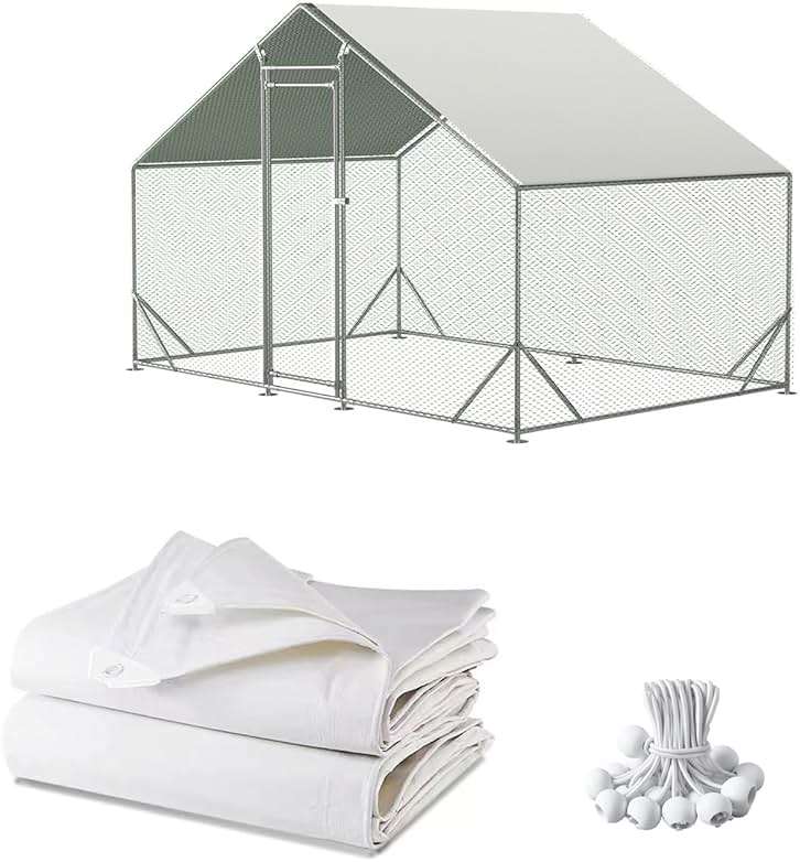 Chicken Coop Cover Waterproof and UV, 11.3 * 6.3 FT Chicken Run Cover for Winter with Ball Bungees Cords, Shade Cloth for Large Chicken Coop, Walk-in Chicken Run Pen, Chicken Coop Tarp (1 Pack) - Image 1