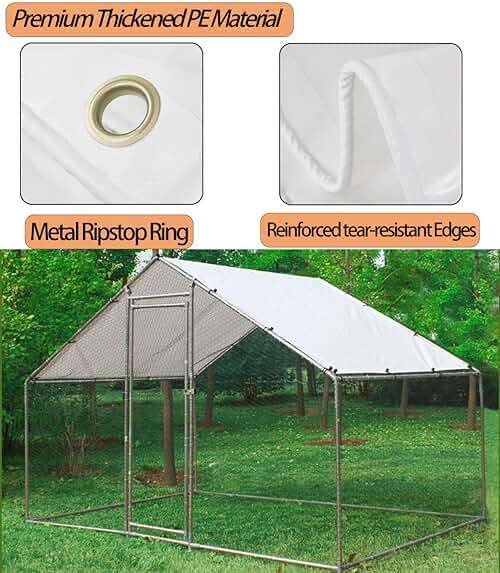 Chicken Coop Cover Waterproof and UV, 11.3 * 6.3 FT Chicken Run Cover for Winter with Ball Bungees Cords, Shade Cloth for Large Chicken Coop, Walk-in Chicken Run Pen, Chicken Coop Tarp (1 Pack) - Image 4