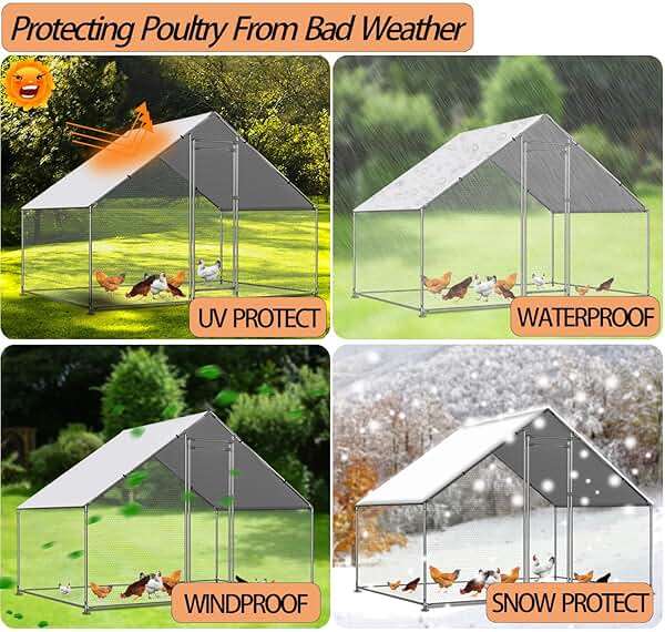 Chicken Coop Cover Waterproof and UV, 11.3 * 6.3 FT Chicken Run Cover for Winter with Ball Bungees Cords, Shade Cloth for Large Chicken Coop, Walk-in Chicken Run Pen, Chicken Coop Tarp (1 Pack) - Image 5