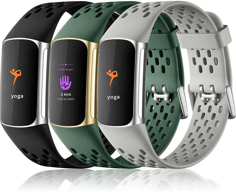 Maledan Compatible with Fitbit Charge 5/ Fitbit Charge 6 Bands Women Men, Breathable Sport Band Soft Waterproof Replacement Wristbands Strap for Fitbit Charge 5/ Charge 6 Advanced Fitness Tracker - Image 1