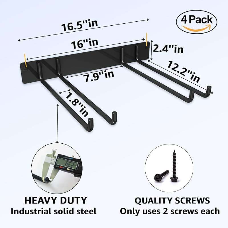 YYR Folding Chair Storage Rack, Garden Tool & Foldable Chairs Organizer Hangers for Garage Organization, Lawn, Beach, Camping, Yard Chairs Hooks Wall Mount, Soild Metal Max Load 480 LBS - 4 Pack - Image 3
