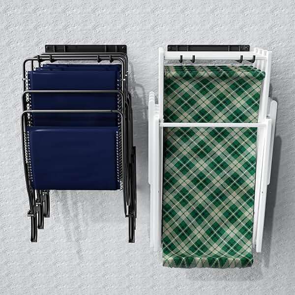 YYR Folding Chair Storage Rack, Garden Tool & Foldable Chairs Organizer Hangers for Garage Organization, Lawn, Beach, Camping, Yard Chairs Hooks Wall Mount, Soild Metal Max Load 480 LBS - 4 Pack - Image 8