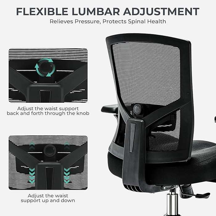 Big and Tall Office Chair 500lbs, Ergonomic Oversize Mesh Desk Chair, Heavy Duty High Back Computer Chair with Wide Thick Seat Cushion, Adjustable Lumbar Support, 4D Armrests - Image 5