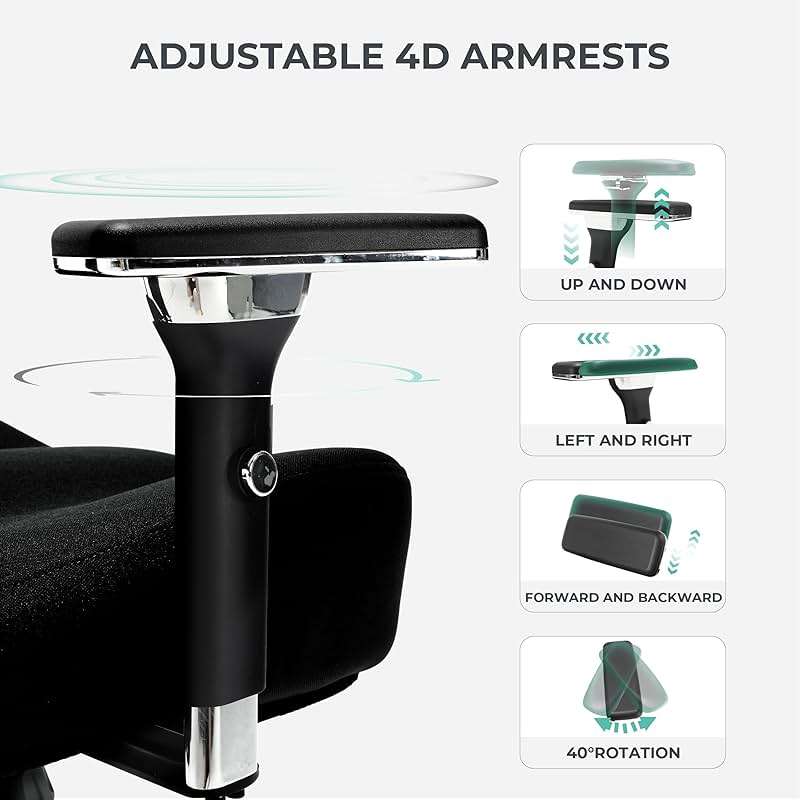 Big and Tall Office Chair 500lbs, Ergonomic Oversize Mesh Desk Chair, Heavy Duty High Back Computer Chair with Wide Thick Seat Cushion, Adjustable Lumbar Support, 4D Armrests - Image 7