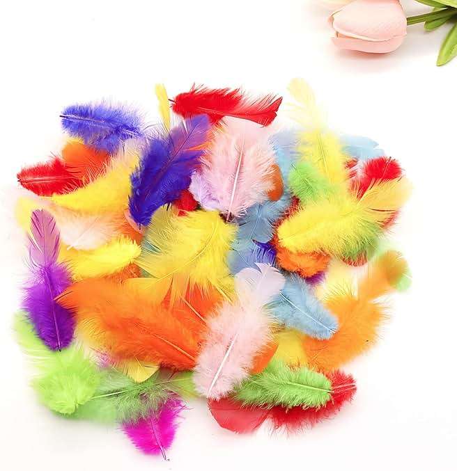 800Pcs Colorful Craft Rooster Feathers 3-5-inch Bulk Feathers for Crafting Kindergarten DIY Crafts, Wedding, Family Party Decorations, Dream Catcher Supplies, Natural Feathers - Image 2