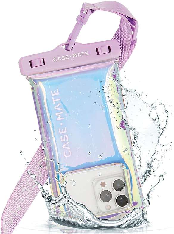 Case-Mate Soap Bubble IP68 Waterproof Phone Pouch - Floating Waterproof Phone Case w/Crossbody Lanyard - Cruise Ship Travel Essentials - Compatible w/All Devices - Touchscreen Friendly - Iridescent - Image 1