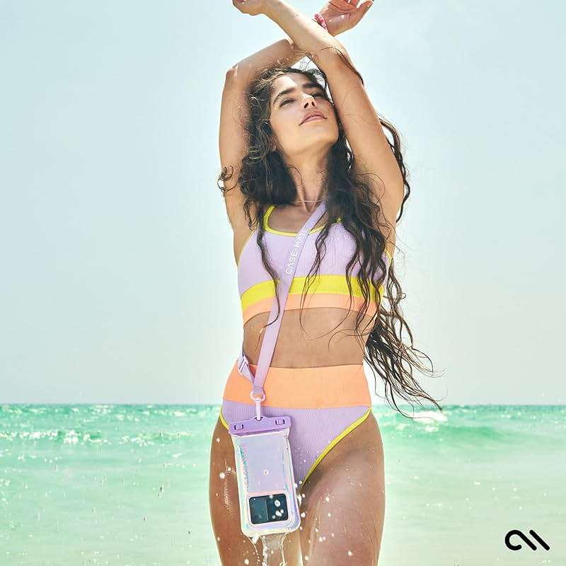 Case-Mate Soap Bubble IP68 Waterproof Phone Pouch - Floating Waterproof Phone Case w/Crossbody Lanyard - Cruise Ship Travel Essentials - Compatible w/All Devices - Touchscreen Friendly - Iridescent - Image 4