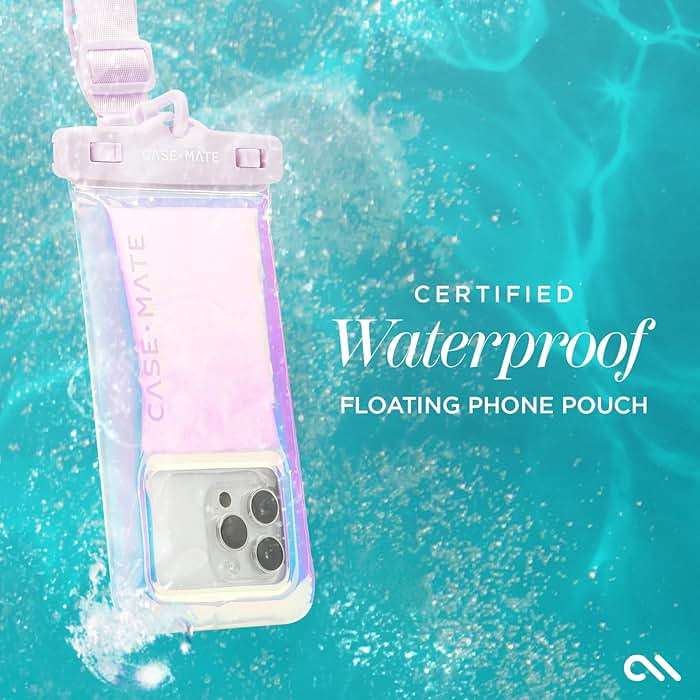 Case-Mate Soap Bubble IP68 Waterproof Phone Pouch - Floating Waterproof Phone Case w/Crossbody Lanyard - Cruise Ship Travel Essentials - Compatible w/All Devices - Touchscreen Friendly - Iridescent - Image 6