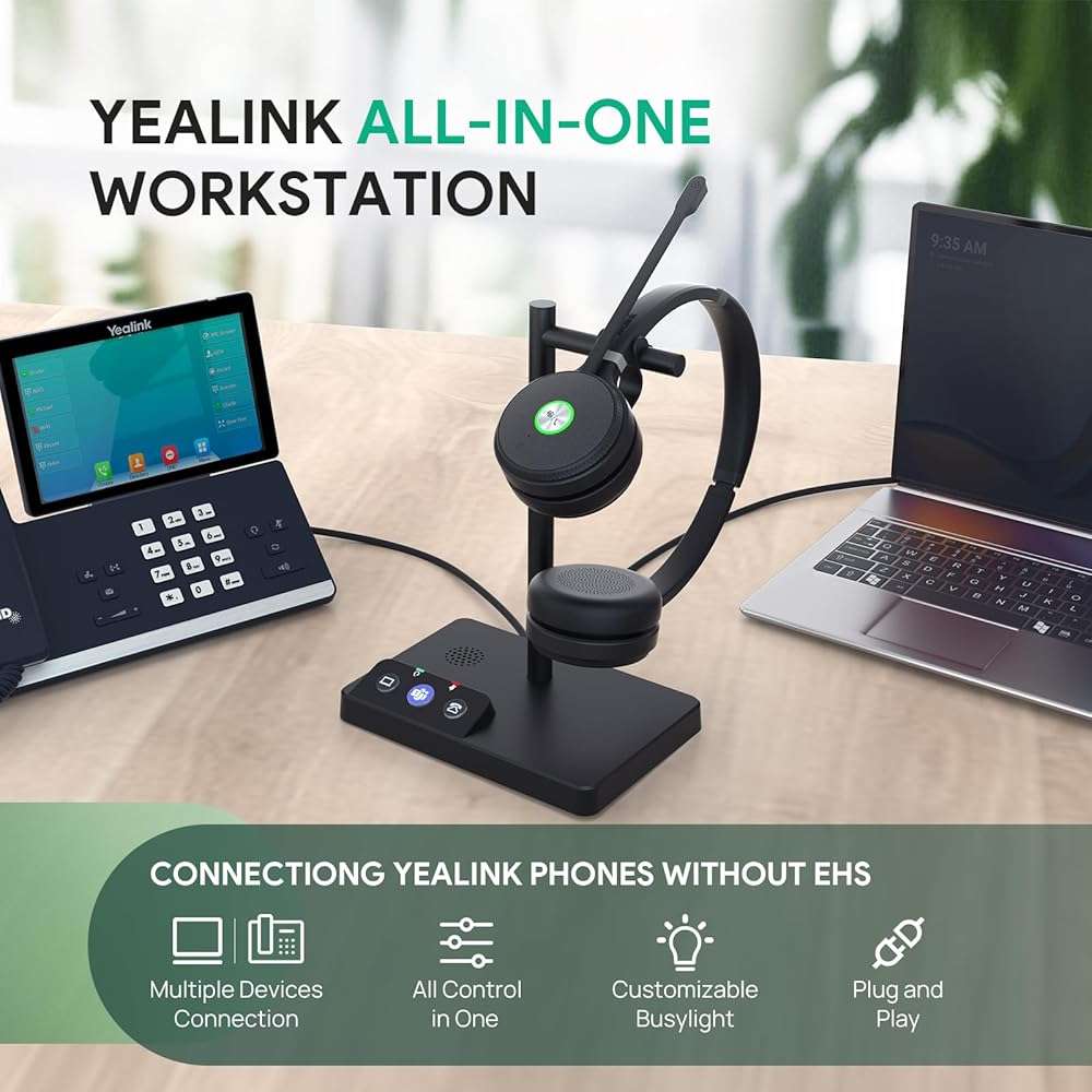 Yealink WH62 Mono UC DECT Wireless Headset 525 ft Range for Zoom Skype Certified Work Headset with 2X Noise Canceling Mic for IP Phone and Computer, Office Single On Ear Headphone,13 Talk Time - Image 4