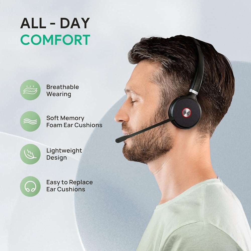 Yealink WH62 Mono UC DECT Wireless Headset 525 ft Range for Zoom Skype Certified Work Headset with 2X Noise Canceling Mic for IP Phone and Computer, Office Single On Ear Headphone,13 Talk Time - Image 5