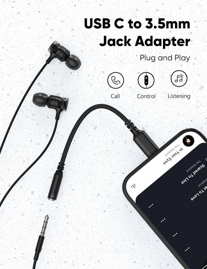 Highwings USB Type C to 3.5mm Female Headphone Jack Adapter, (3-Pack) USB C to Aux Audio Dongle Adapter Compatible with iPhone 17 Pro Max/16 Pro/16, Samsung Galaxy S25/S24/S23 Ultra, iPad Pro-Black - Image 2