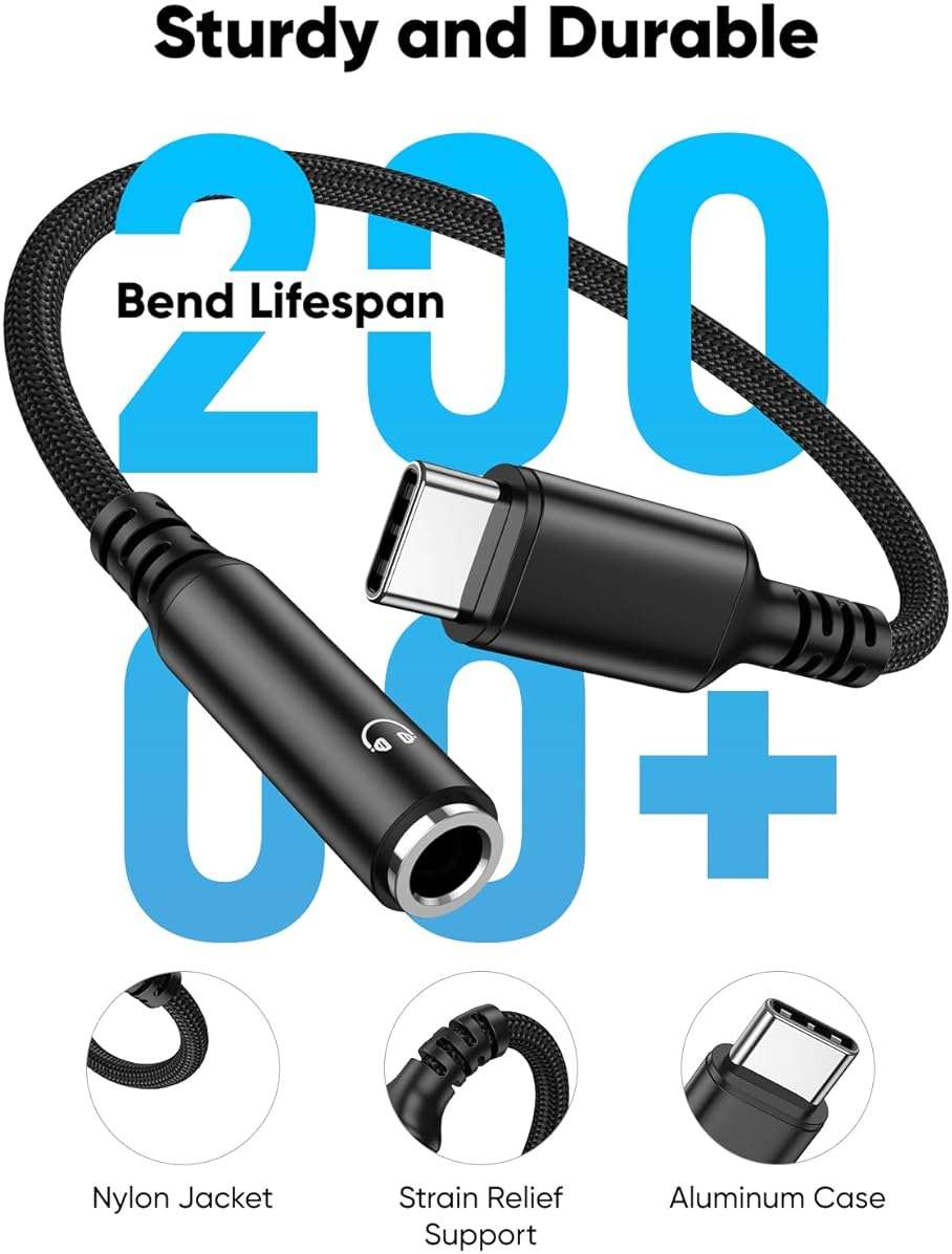 Highwings USB Type C to 3.5mm Female Headphone Jack Adapter, (3-Pack) USB C to Aux Audio Dongle Adapter Compatible with iPhone 17 Pro Max/16 Pro/16, Samsung Galaxy S25/S24/S23 Ultra, iPad Pro-Black - Image 8