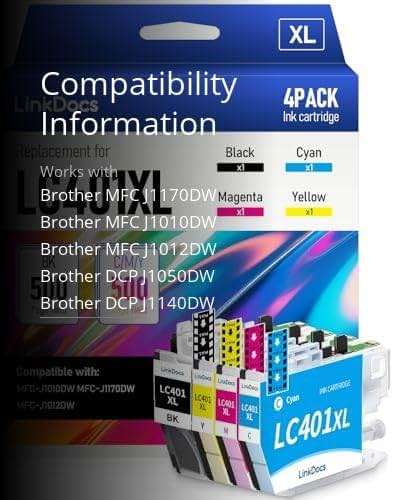 LinkDocs LC401XL Ink Cartridges Compatible Replacement for Brother LC401 LC401XL to Use with MFC-J1010DW MFC-J1170DW MFC-J1012DW DCP-J1800DW J1140DW Printer (Black Cyan Magenta Yellow 4 Pack) - Image 3