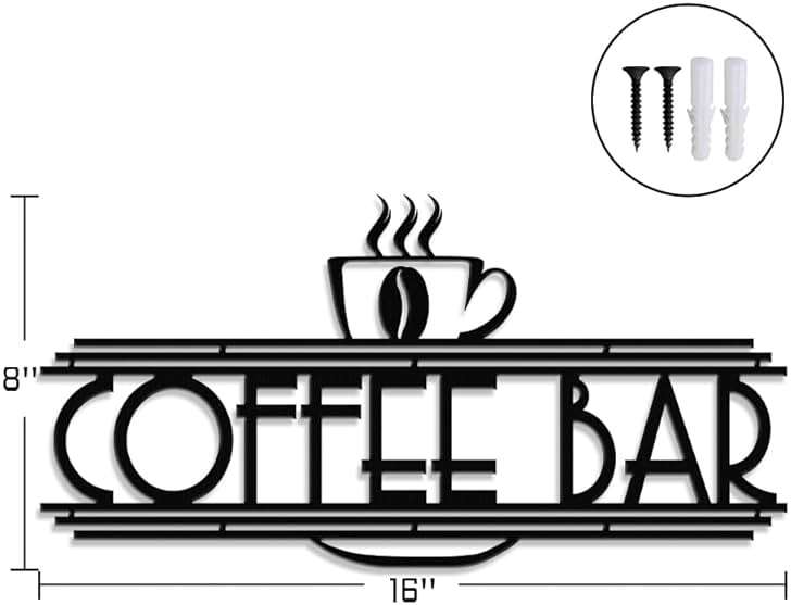 XORT Metal Wall Decor - Coffee & Tea Bar Wall Art (Black - 16 x 8 inch) - Image 3