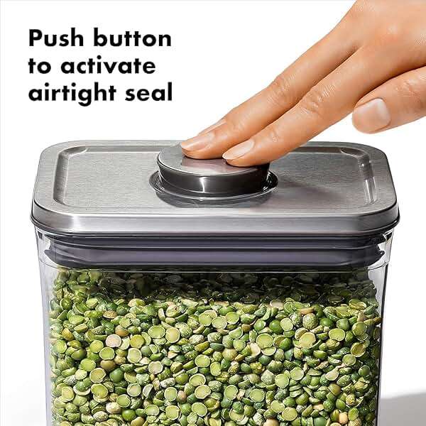 OXO Steel POP Small Square Container - 0.4 Qt (Pack of 4) Airtight Food Storage for Dried Herbs & More, Grey - Image 3