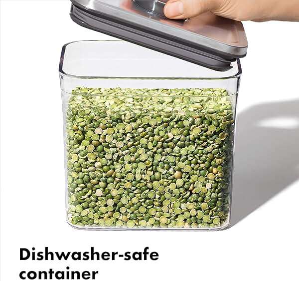OXO Steel POP Small Square Container - 0.4 Qt (Pack of 4) Airtight Food Storage for Dried Herbs & More, Grey - Image 5