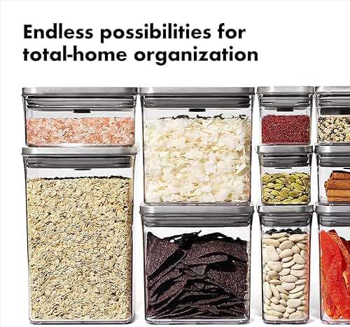 OXO Steel POP Small Square Container - 0.4 Qt (Pack of 4) Airtight Food Storage for Dried Herbs & More, Grey - Image 7