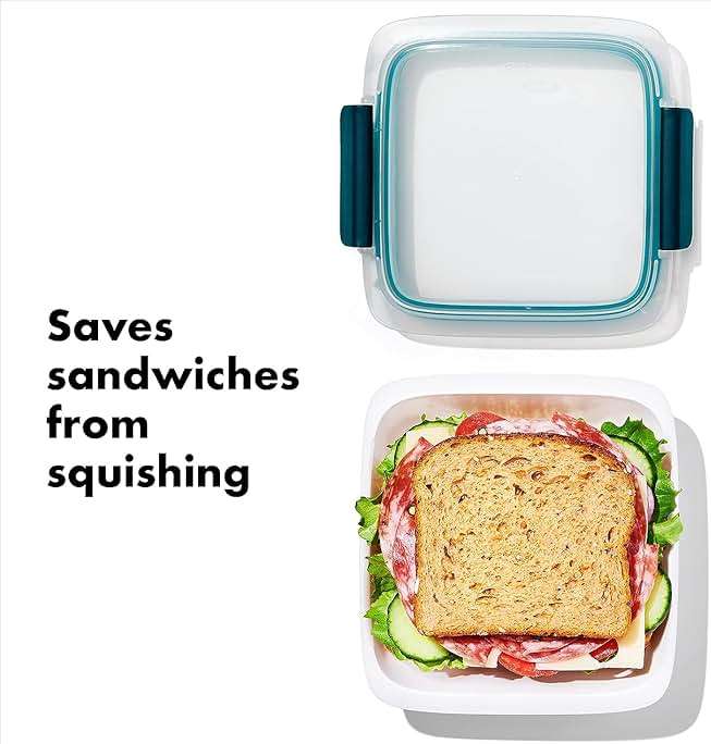 OXO Good Grips Prep & Go Sandwich Container 4.3 Cups/1.02 L - Leakproof Food Storage for Sandwiches & Leftovers, 4 Pack - Image 3