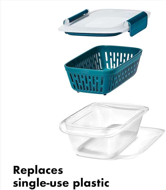 OXO Good Grips Prep & Go Container with Colander 1.9 Cup/0.45 L - (Pack of 4) Leakproof Food Storage for Rinsing & Storing Fruits & Veggies - Image 4