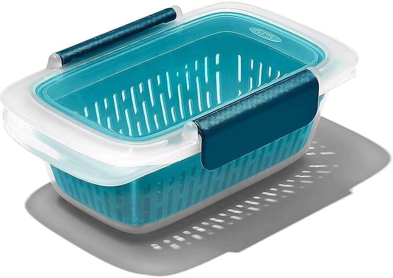 OXO Good Grips Prep & Go Container with Colander 1.9 Cup/0.45 L - (Pack of 4) Leakproof Food Storage for Rinsing & Storing Fruits & Veggies - Image 6