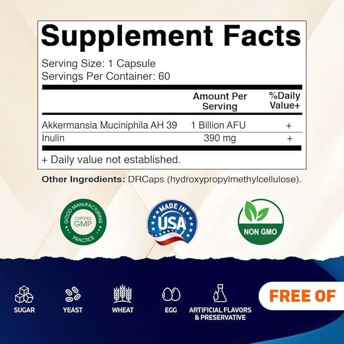 Vitamatic Akkermansia Muciniphila Gut Health - 60 DR Capsules (Delayed Released) - Made with Prebiotic Inulin Fiber - Image 2