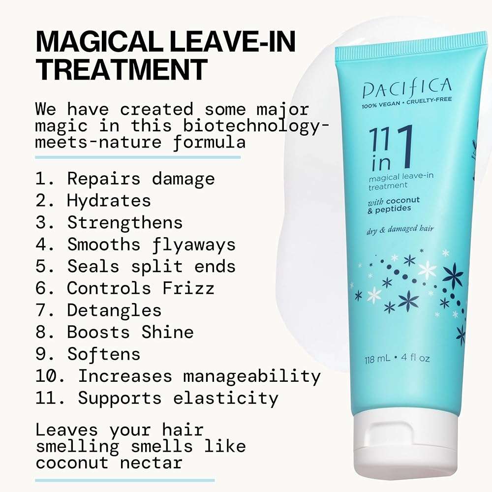 Pacifica Leave In Conditioner - 11 in 1 Magical Hair Treatment - Strengthen & Repair Damaged Hair - Deep Conditioning for Dry Hair Adds Shine & Anti-Frizz for Straight, Wavy & Curly Hair Care, Vegan - Image 2