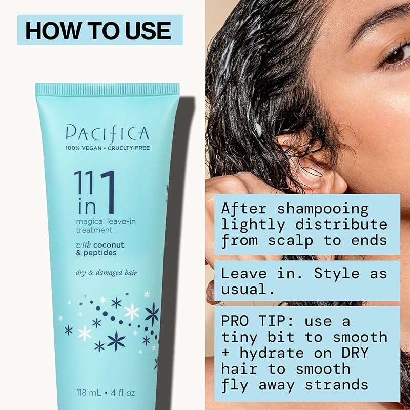 Pacifica Leave In Conditioner - 11 in 1 Magical Hair Treatment - Strengthen & Repair Damaged Hair - Deep Conditioning for Dry Hair Adds Shine & Anti-Frizz for Straight, Wavy & Curly Hair Care, Vegan - Image 22