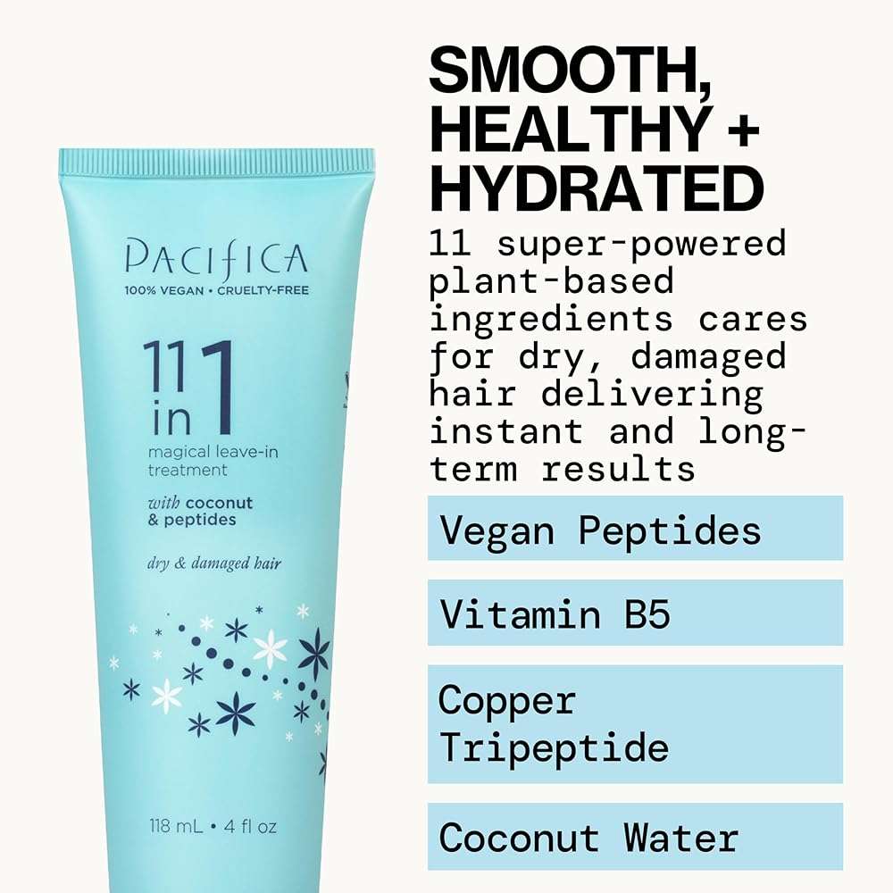 Pacifica Leave In Conditioner - 11 in 1 Magical Hair Treatment - Strengthen & Repair Damaged Hair - Deep Conditioning for Dry Hair Adds Shine & Anti-Frizz for Straight, Wavy & Curly Hair Care, Vegan - Image 4