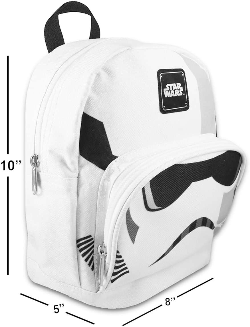 Star Wars Mini Backpack Set - 10" Canvas Storm Trooper Backpack with Front Pocket and Bookmark | Adults, Teens, Kids - Image 2