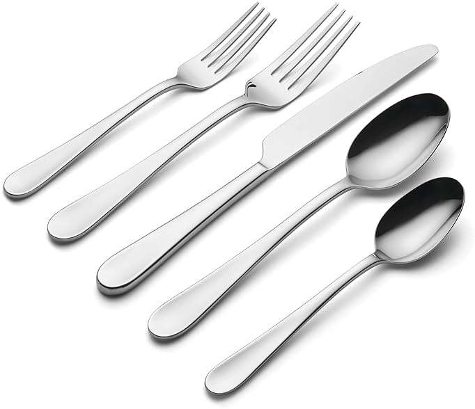 Oneida Silverware Set, Grant 20 Piece Everyday Flatware Set, Service For 4, 18/0 Stainless Steel, Dishwasher Safe, Knives Spoons And Forks Set, Dishwasher Safe, Home And Kitchen (Silver, 20 Pieces) - Image 4