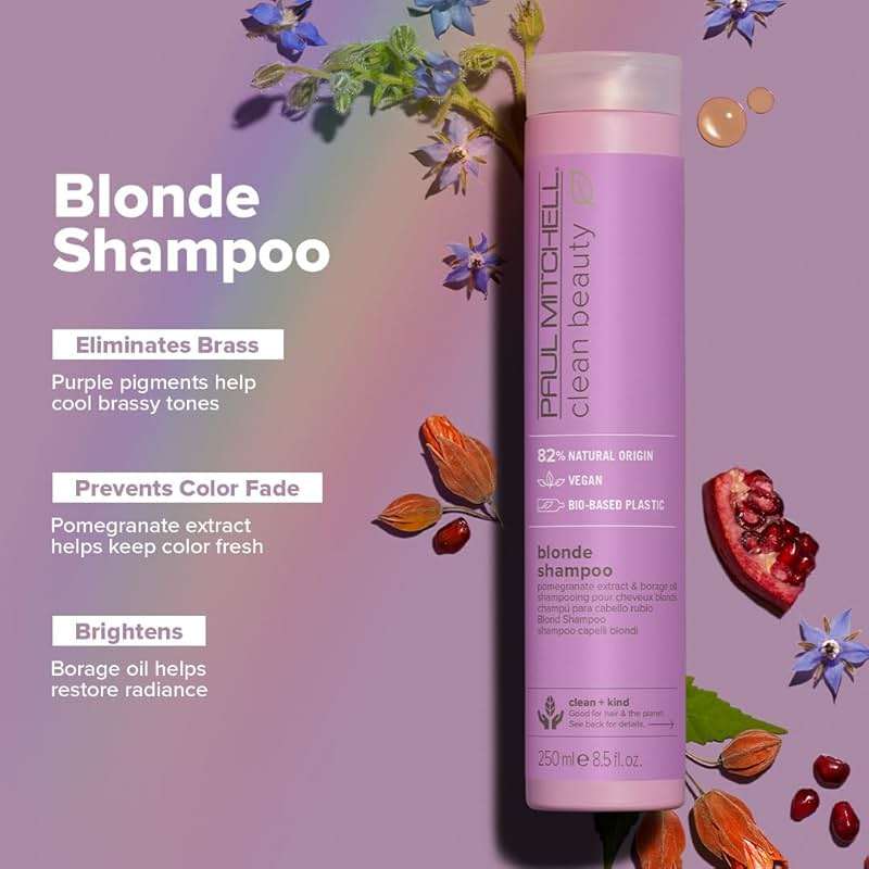 Paul Mitchell Clean Beauty Blonde Purple Shampoo, Gently Cleanses, Eliminates Brassy Tones, For Color-Treated Hair + Naturally Light Hair Colors - Image 2