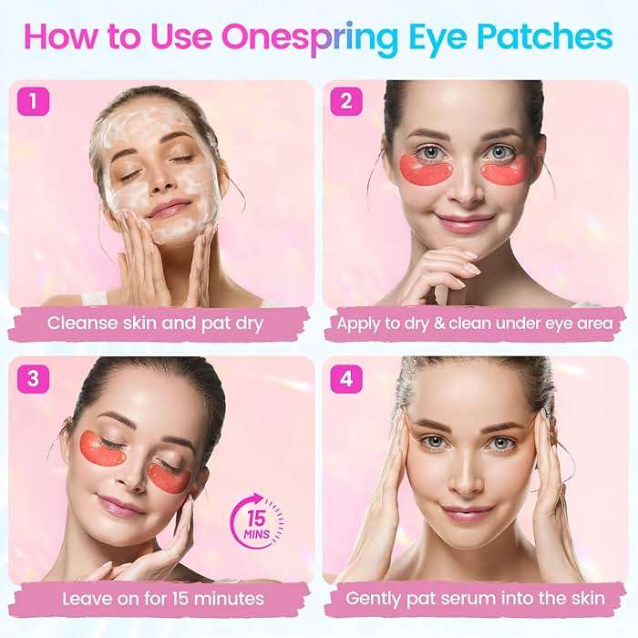 Onespring Under Eye Patches (24 Pairs) - Eye Masks for Wrinkles, Puffy Eyes, Dark Circles, Eye Bags, Under Eye Mask for Refreshing, Revitalizing, Gifts for Mom, Birthday Gift for Teenage Girls - Image 6