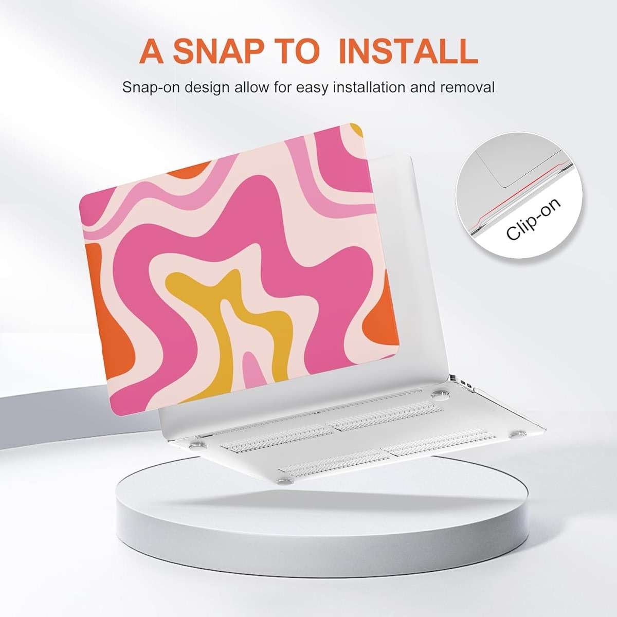 iCasso Compatible with MacBook Air 13 inch Case 2021 2020-2018 Release A2337 M1 A2179 A1932 Touch ID, Plastic Hard Shell Case for Mac Air 13.3+ Keyboard Cover + Screen Protector, Pink Abstract Wave - Image 5
