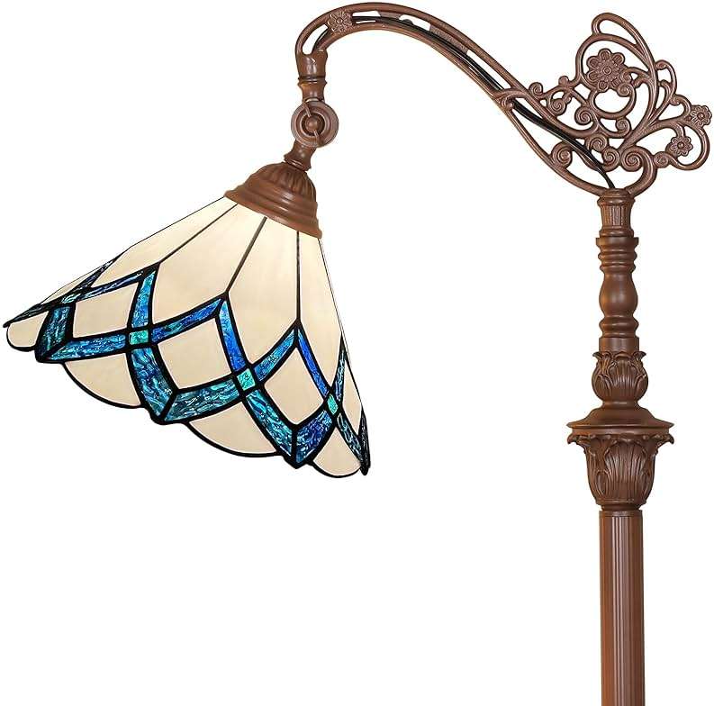 Capulina Tiffany Lamp Stained Glass Floor Lamp 62 Inches Tall Romantic Soft Light Arched Adjustable Angle Tiffany Style Reading Floor Lamp for Living Room Bedroom Home Office - Image 1