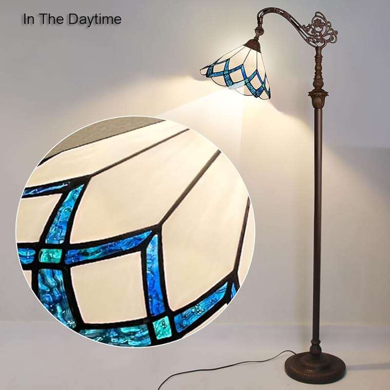 Capulina Tiffany Lamp Stained Glass Floor Lamp 62 Inches Tall Romantic Soft Light Arched Adjustable Angle Tiffany Style Reading Floor Lamp for Living Room Bedroom Home Office - Image 3