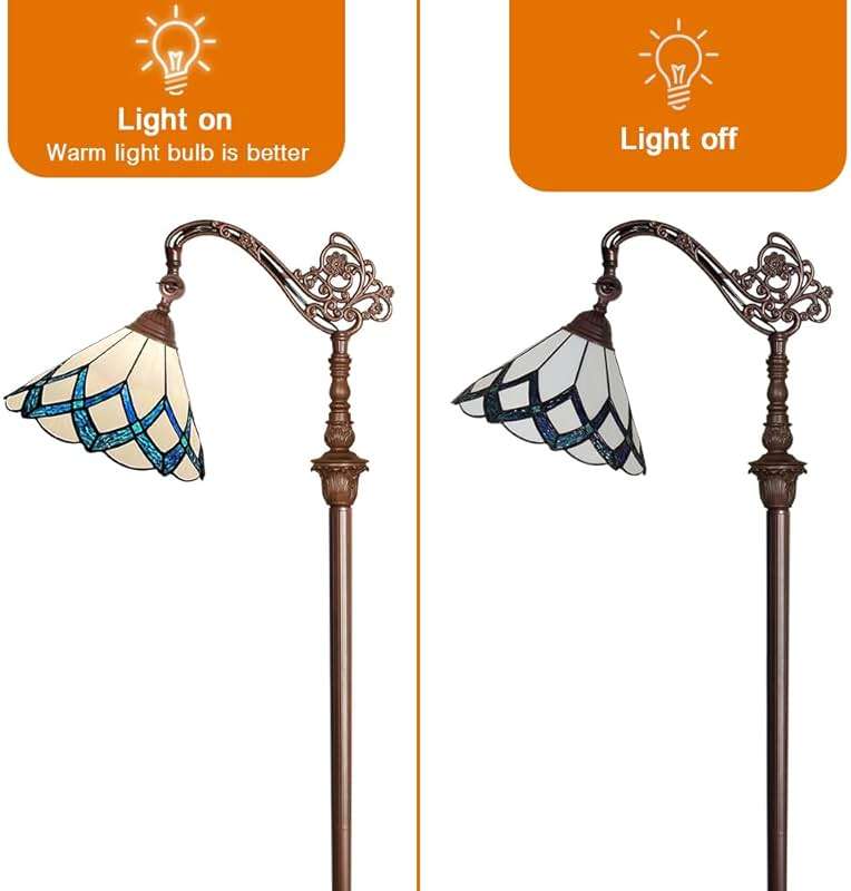 Capulina Tiffany Lamp Stained Glass Floor Lamp 62 Inches Tall Romantic Soft Light Arched Adjustable Angle Tiffany Style Reading Floor Lamp for Living Room Bedroom Home Office - Image 7