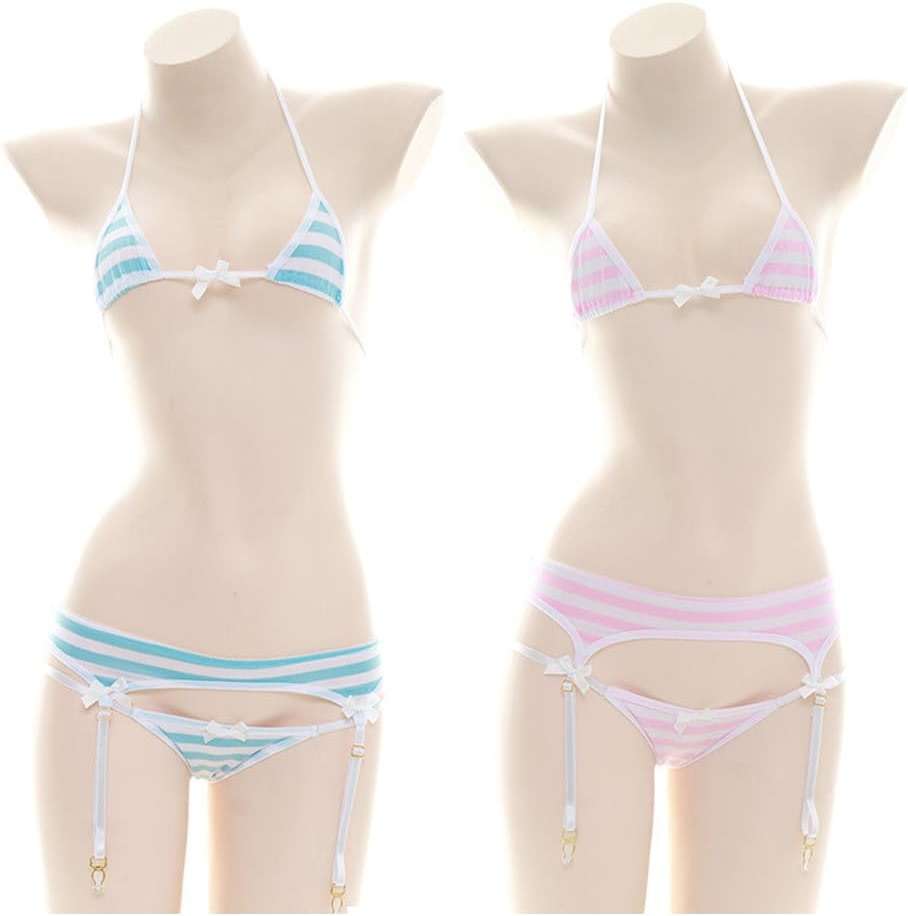 FASXIR Cute Japanese Style Blue/Pink Stripe Strawberry Sexy Bikini Lingerie Women Panties Cotton Underwear Cosplay - Image 3