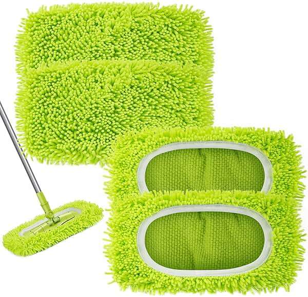 Unoutur Reusable Dry Sweeping Cloths Microfiber Wet Mop Pads Compatible with Swiffer Sweeper Mop Replacement Sweeping Mopping pad Refills for Hardwood Surface Floor Cleaning (4PCS) - Image 1